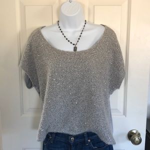 Knit silver sequined top M
